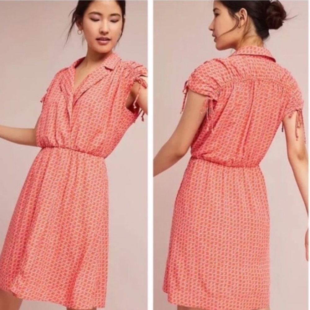 Anthropologie Maeve interlocking orange dress